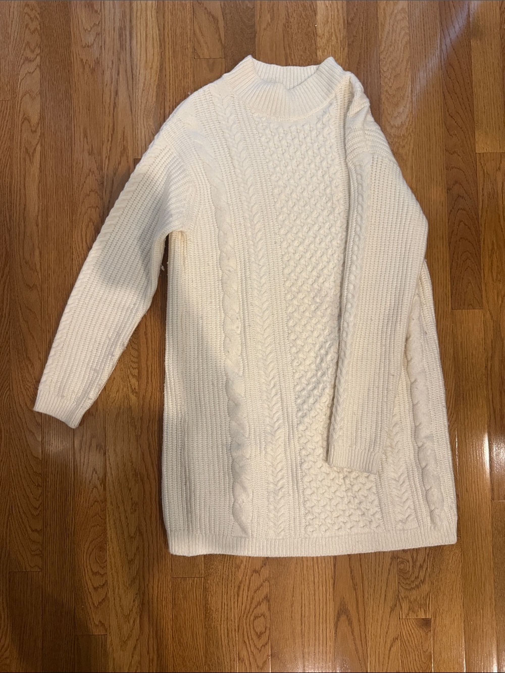 Banana Republic Cream Cable-Knit Turtleneck Sweater Dress
